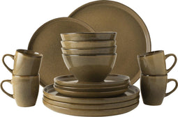 Dutch Rose Serenity Serviesset 4 persoons - 16 Delig - Stoneware Handgemaakt - Camel