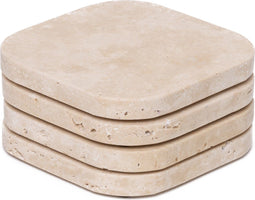 Onderzetter marmer - organisch - travertine set van 4 stuks - 10x10x1cm