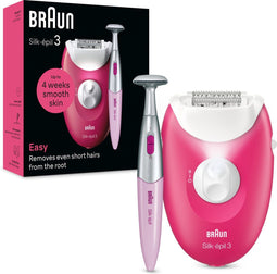 Braun Silk·épil 3 3-202 - Epilator Met Snoer - Massageroller - Framboos
