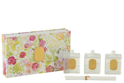 J-Line doos van 3 geurolie - Happiness Blooms - Mimosa & Rose - blanc