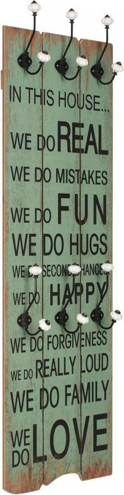 vidaXL - Wandkapstok - met - 6 - haken - HAPPY - LOVE - 120x40 - cm