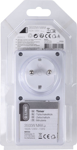 PROmax Q-link - Tijdschakelklok analoog - Spatwaterdicht max 16A (3680W) - Blauw