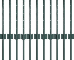 vidaXL - Hekpalen - 11 - stuks - U-vorm - Groen - 40 - cm - Staal