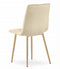 Fluwelen stoel - 3 stuks - licht beige - houtkleurige poten