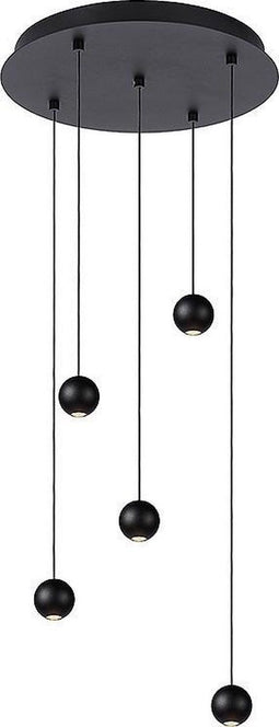 Atmooz - Hanglamp Balls - zwart - Industrieel - Woonkamer / Slaapkamer / Eetkamer - Plafondlamp - Hoogte 200cm - Metaal