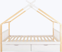Hypnia - Peuterbed - Kinderbed - Huisbed Odyssee - Kinderbedden 90 x 200 - Lattenbodem - Bedbodem - 2 Opberglades - Zonder Bedhek - Eenvoudige Montage - Goed Verstevigd - Tijdloze Bedbodem - Geschikt Voor Ieder Matras