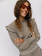 Object Malena L/s Ruffle Pullover - Trui - Bruin - Maat XS