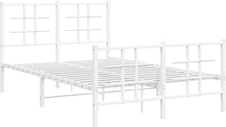 vidaXL - Bedframe - met - hoofd- - en - voeteneinde - metaal - wit - 120 - x - 190 - cm