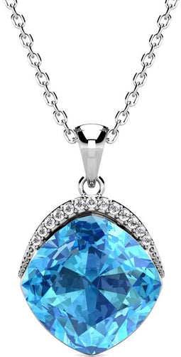 Yolora Dames Ketting - Kalpa Camaka Kristal - 18K Wit Verguld - Zilver/Lichtblauw