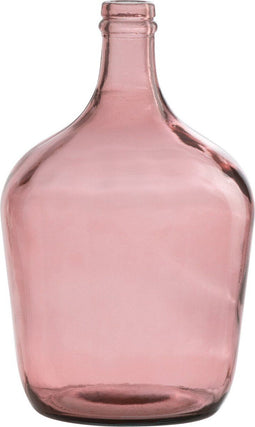 J-Line vaas Fles Terra - glas - roze - small - Ø 18 cm