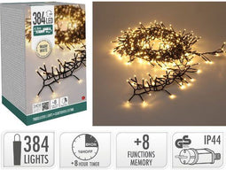 Treecluster - Kerstboomverlichting - 384 LED Warm Wit - 490 cm - Timer - 8 Lichtstanden - IP44