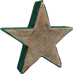 PTMD Decoratief Object Ster Kerstmis - 15 x 5 x 15 cm - Bruin/groen