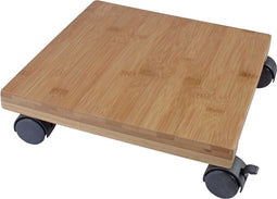 Nature - Planttrolley met wieltjes - H8 x 30 x 30cm - Naturel - bamboe composiet