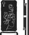 iMoshion Hoesje Geschikt voor iPhone Xr Hoesje Met Koord - iMoshion Design Hoesje met Koord - Wit / Zwart / Woman Flower Black