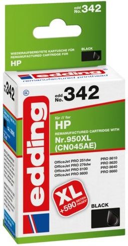 Edding EDD-342 - Inktcartridge - Compatibel met HP OfficeJet Pro - Zwart