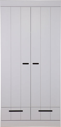 WOOOD Connect Kledingkast 2-Deurs met Lade - Grenen -Grijs - 195x94x53
