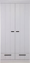 WOOOD Connect Kledingkast 2-Deurs met Lade - Grenen -Grijs - 195x94x53