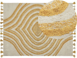 BINGOL - Laagpolig vloerkleed - Beige - 160 x 230 cm - Katoen