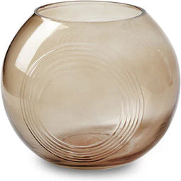 Bolvaas met ringen 'janine' beige h12,5 d15 cm