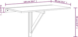 VDXL Wandtafel inklapbaar 100x60x56 cm bewerkt hout gerookt eiken