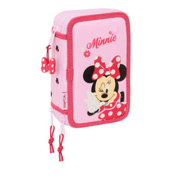Driedubbele Pennenzak Minnie Mouse Naive Roze 12,5 x 19,5 x 5,5 cm 37 Onderdelen