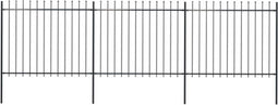 vidaXL - Tuinhek - met - speren - bovenkant - 5,1x1,5 - m - staal - zwart