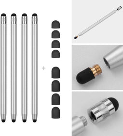 4 stuks - Stylus touchscreen pennetjes - Zilver