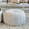 Riviera Maison Poef Wit, Kruk, Voetenbank, Rond - Falcone Stool Antique - Polyester, hout - (ØxH) 72x41