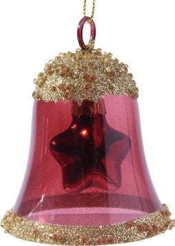 Klok glas l6.2b6.2h7.5 cm ossenbloed kerst