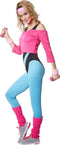 Dressforfun Aerobicster M - Verkleedkostuum - Jaren '80 stijl - Zwart/lichtblauw/roze