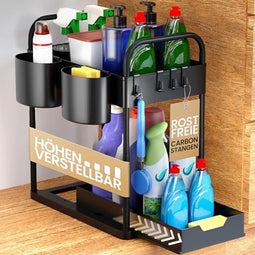 HELDENWERK Ondergootsteenplank - Keukenorganizer - Hoogte verstelbaar 2 niveaus - Zwart