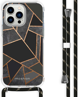 iMoshion Hoesje Geschikt voor iPhone 14 Pro Hoesje Met Koord - iMoshion Design Hoesje met Koord - Zwart / Black Graphic