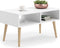 Salontafel - 90x50x55 cm - beukenhout poten - wit
