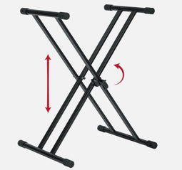 Gator Frameworks Dubbele X-Style Keyboard Standaard - Verstelbare Hoogte - Extra Stevig