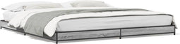 vidaXL - Bedframe - bewerkt - hout - metaal - grijs - sonoma - eiken - 180x200 - cm