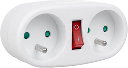 Maclean - stopcontact splitter - stopcontact met 2 contactdozen en aan/uit schakelaar, type E, 2x16A, MCE337 E