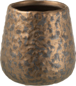 J-Line bloempot Spikkel Rond - keramiek - koper - small - 2 stuks - Ø 12 cm