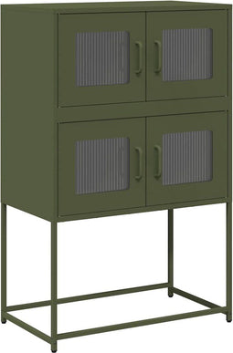 vidaXL - Hoge - kast - 68x39x107 - cm - staal - olijfgroen