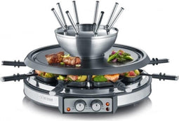 Severin 9948 - Racletteset/Fondue - 8 Personen - 1900 W - Roestvrij staal - Zwart