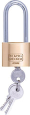BLACK+DECKER Hangslot - 40mm - Lange Beugel - Massief Messing - Incl. 3 Sleutels