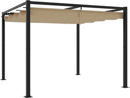 vidaXL - Prieel - met - uittrekbaar - dak - 3x3 - m - staal - taupe