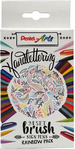 Brushpen Pentel Sign SES15C etui Rainbow 24 kleuren