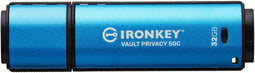 Kingston IronKey VP50 - USB 3.2 Type-C - 32GB 250MB/s Lezen 180MB/s Schrijven - Blauw