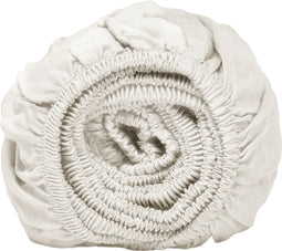 Coco & Cici - Tencel Sateen Hoeslaken 90 x 210 cm - 1 Persoons Beddengoed - Lyocell - Elastiek Rondom - Off White - Extra Zacht