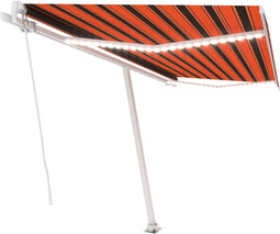 vidaXL - Luifel - handmatig - uittrekbaar - met - LED - 450x350 - cm - oranje - en - bruin