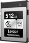 Lexar Professional CFexpress Type B Silver - 512GB - Leessnelheid tot 1750MB/s - Schrijfsnelheid tot 1300MB/s