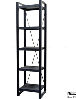 Boekenkast Britt mangohout 5 planken - Zwart | 55 cm