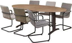 Vergadertafel Work ellips 220x110cm frame Antraciet (Ral 7016) blad Antraciet eiken