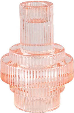 PTMD Lavine Ronde Kandelaar - H12 x Ø8 cm - Glas - Roze