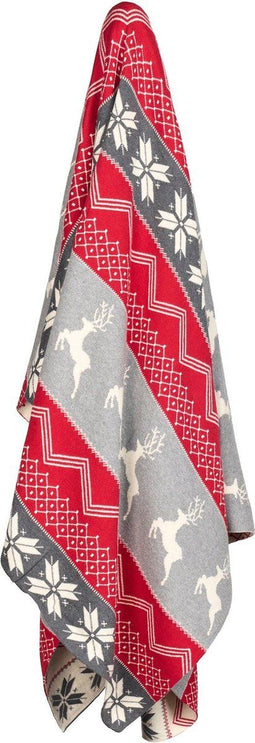 Plaid winter rood grijs wit - 130 x 160 cm - Nuvole di Stoffa